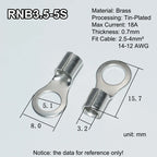 100pcs RNB Brass Ring Bare Terminal Block Connector Cable Lugs Wire Crimping Tips Electrical Connection Strips 12V 2.5mm 4mm 6mm