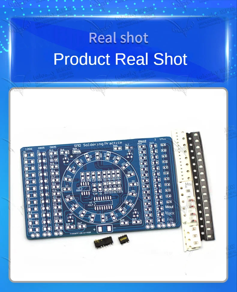 SMT SMD Electronic Component Welding Practice Board Soldering DIY Kit Resitor Diode Transistor By start Learning Electronic