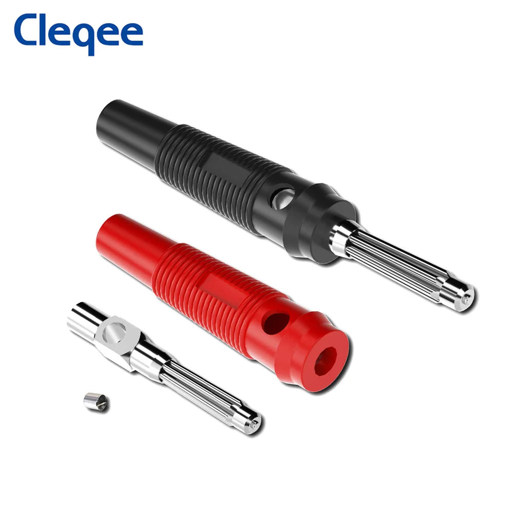 Cleqee 10pcs  4mm Stackable Banana Plug 32A High Current Screw Locking/Welding Copper Connector for Multimeter Speaker Cable