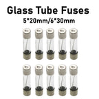 10Pcs/100Pcs 5*20mm 6*30mm Fast Blow Glass Tube Fuses 5x20 6x30 250V 0.1 0.5 1 2 3 3.15 4 5 6 7 8 10 12 15 20 25 30A AMP Fuse