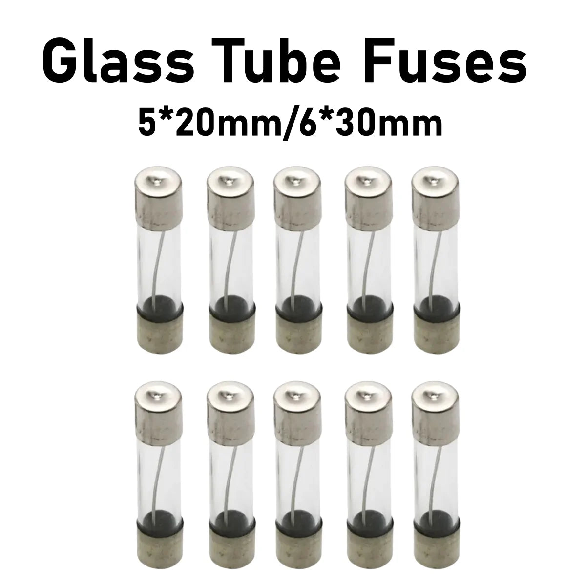 10Pcs/100Pcs 5*20mm 6*30mm Fast Blow Glass Tube Fuses 5x20 6x30 250V 0.1 0.5 1 2 3 3.15 4 5 6 7 8 10 12 15 20 25 30A AMP Fuse
