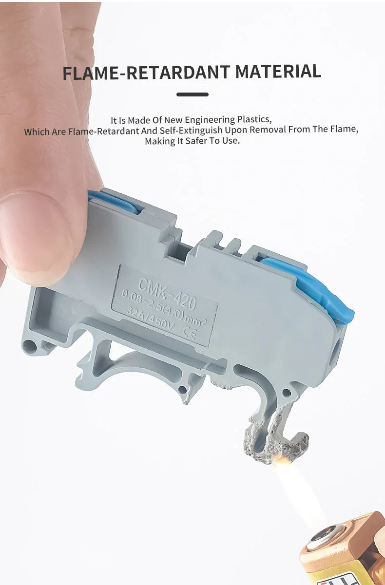 JINH CMK420 One-Flip Lever DIN Rail Terminal Push-in Wire Release Compact Conductor Block Orange Option for Electronics