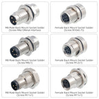 M8 IP67 Waterproof Circular Connector 3 4 5 6 8 Pin Front Rear Panel Mount Solder Industrial Socket Screw M8 M10 M11 M12
