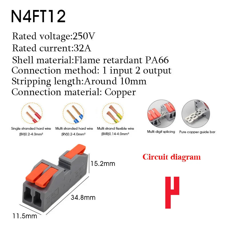 1/5PCS Wire Connector Electrical Cable Led Connectors Mini Terminals Blocks Quick Wiring Push-in Docking Butt Electrician Tools