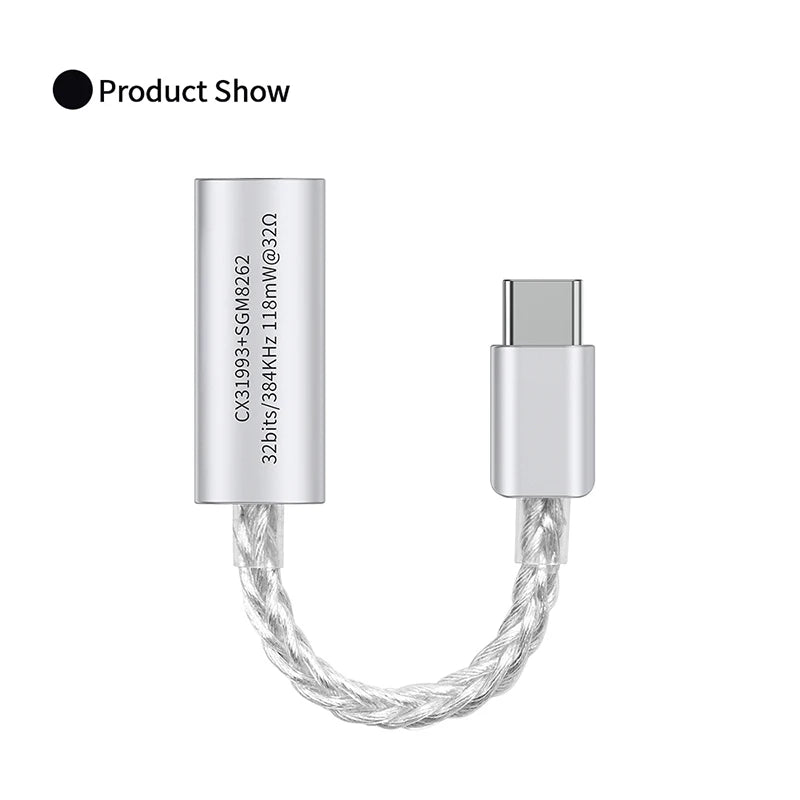 JCALLY JM7 Max TypeC/Light-ning To 3.5mm Digital Audio Cable DAC CX31993 For Android/Apple Adapter Decode Amp 32bit/384KHz
