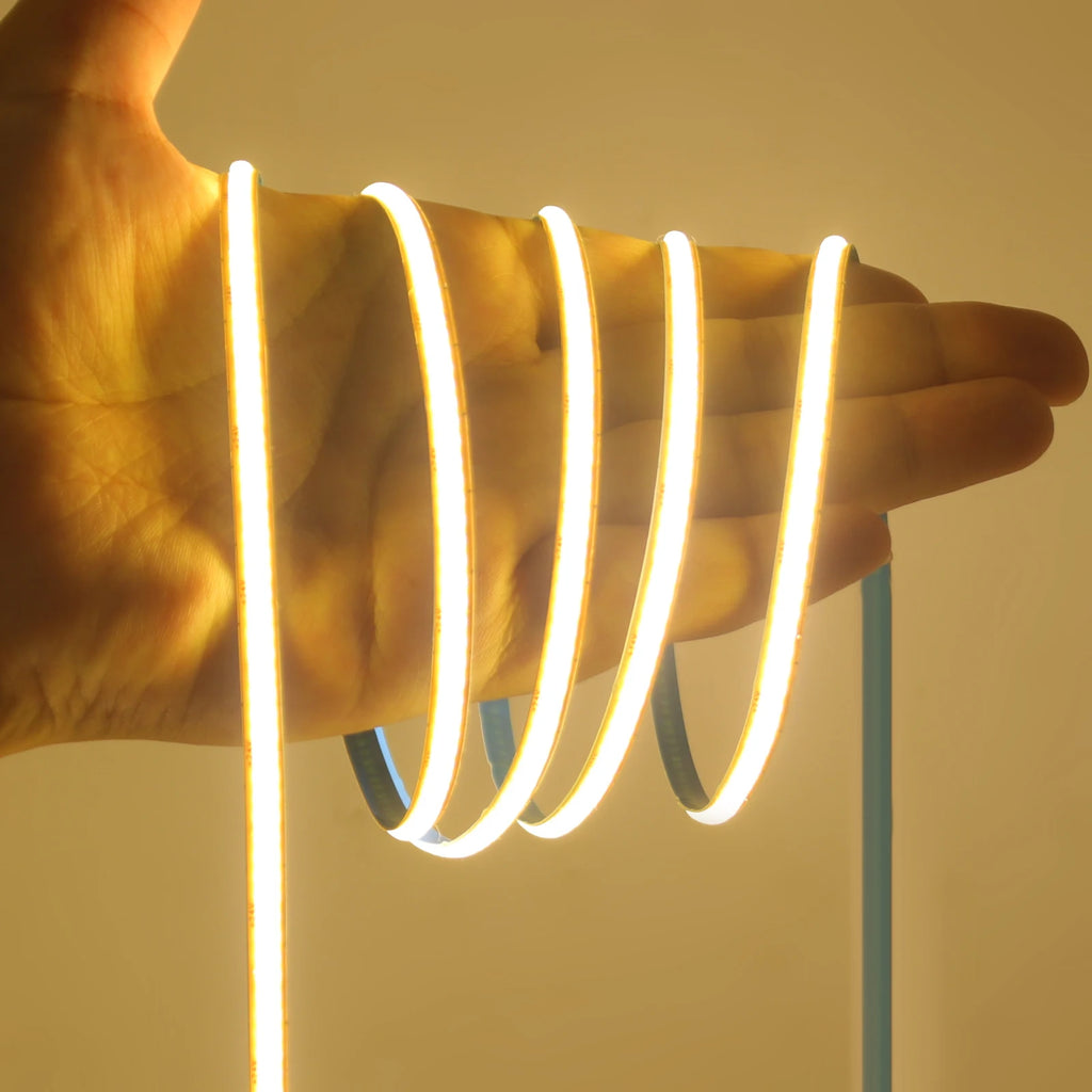 5mm 8mm PCB COB LED Light Strip Free Cut 12V 24V With 2PIN Wire DC Plug 400LEDs/m 3000k 4000k 6000k Flex Lamp 0.5m 1m 5m 10m 20m