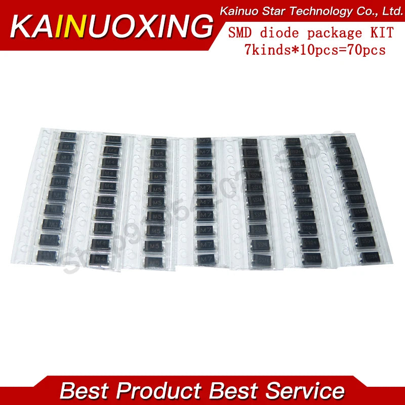 7 Types 70PCS Total Circuit Repair Assortment SMD Rectifier Schottky Diode Mixed Kit M1/M4/M5/M7/SS14/SS24/SS34