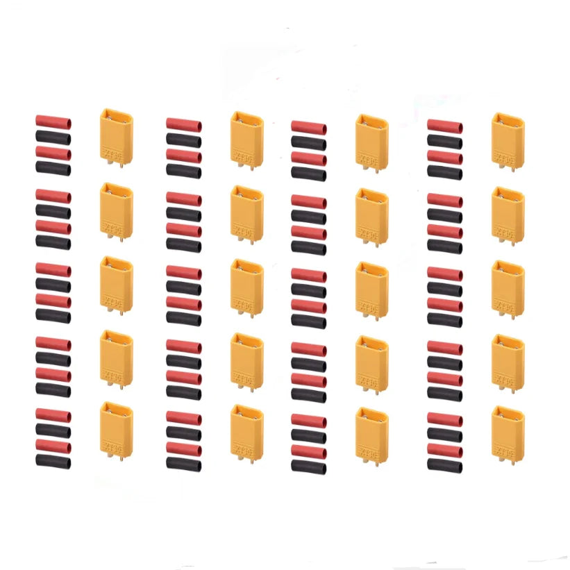 5/10 Pairs XT30 2mm Gold Plated Battery Connector with Heat Shrink Tube for Drones RC Cars