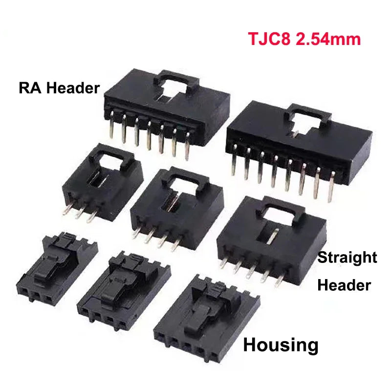 100pcs MX2.54mm dupont Housing wt Latch Right Angle Straight Wafer Single Row Pin Header Terminal 2543 TJC8 2P 3P 4P 5P 6P 12P