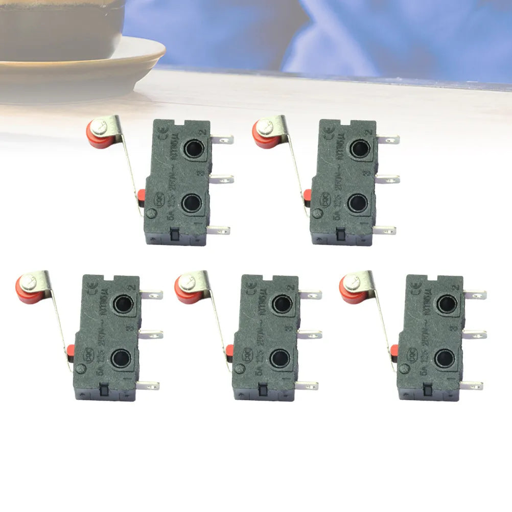 5Pcs Limit Switch Roller Lever Arm Spdt Snap Action 1no 1nc Hinge Easy Installation Long Life Electronic Equipments