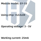 GY-53 VL53L0X laser ToF time-of-flight sensor module  3v-5v serial PWM output for arduino