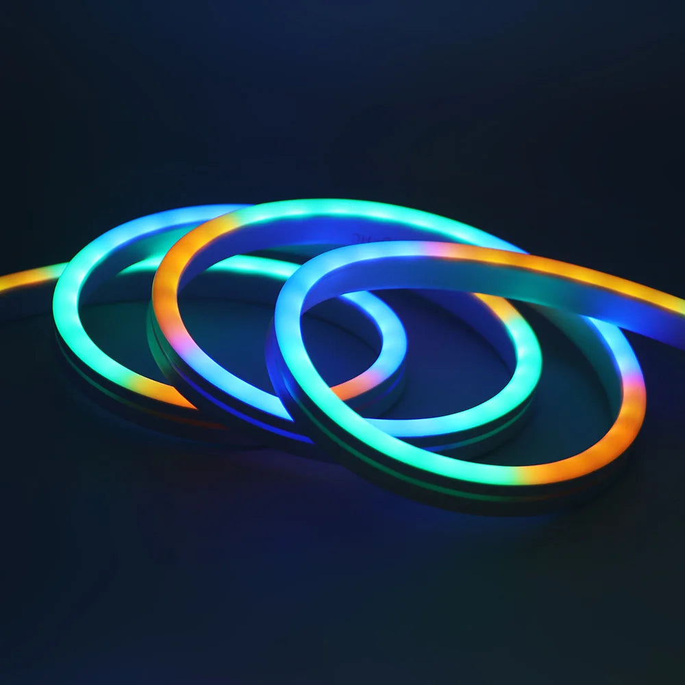 12V 24V RGB Neon Light LED Strip Addressable WS2811 84LEDs/m 6x12mm Flex Silicone Rope Rainbow Lamp Home Decoration Waterproof