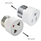 1pc E27 to EU US Converter Lamp Socket Screw LED Bulb Lighting E27 European America Plug Socket Light Holder White
