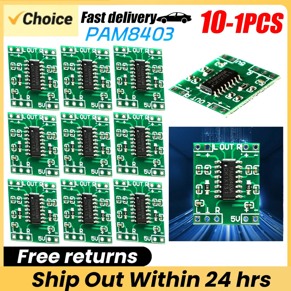 10-1pcs 2.5V-5.5V Mini PAM8403 Power Amplifier Board 2 Channels 3W Class D USB Audio Speaker Sound Amplifier Board For Arduino