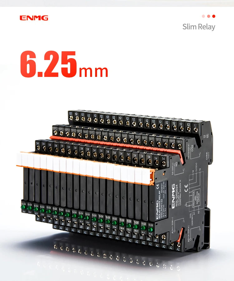 ENMG 1Pcs Slim Relay Modules DIN-Rail SSR Solid State Relay Integrated PCB 6A 2A DC Control DC AC 5V 12V 24V 220V Mount Power 41