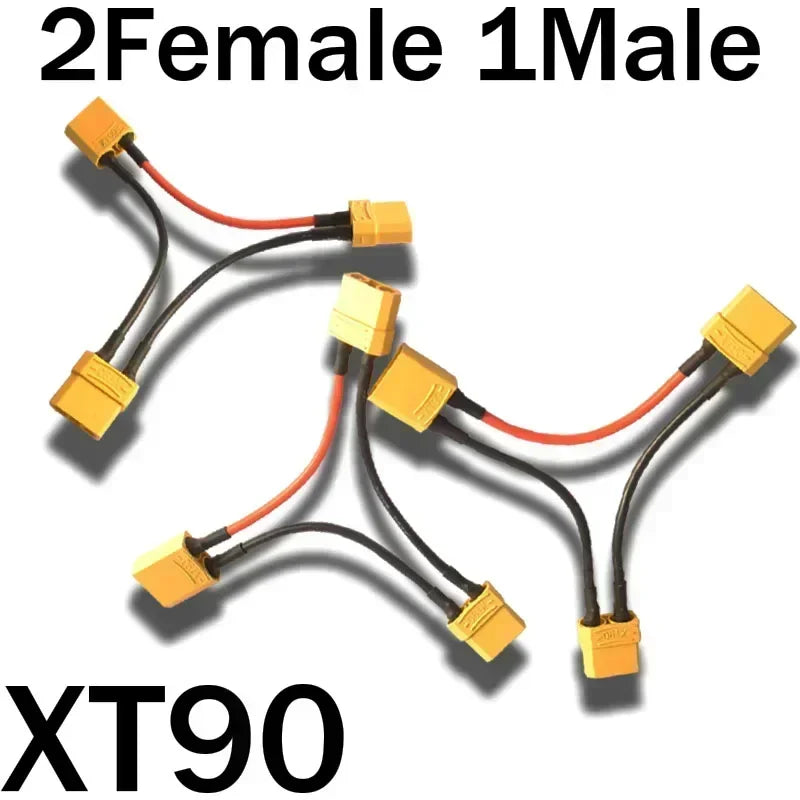 XT90 Connector Male to Female Battery Adapter Series Y Shape Rc Helicopter Connection Cable 14AWG 10CM Heat-Resistant Silicone 
