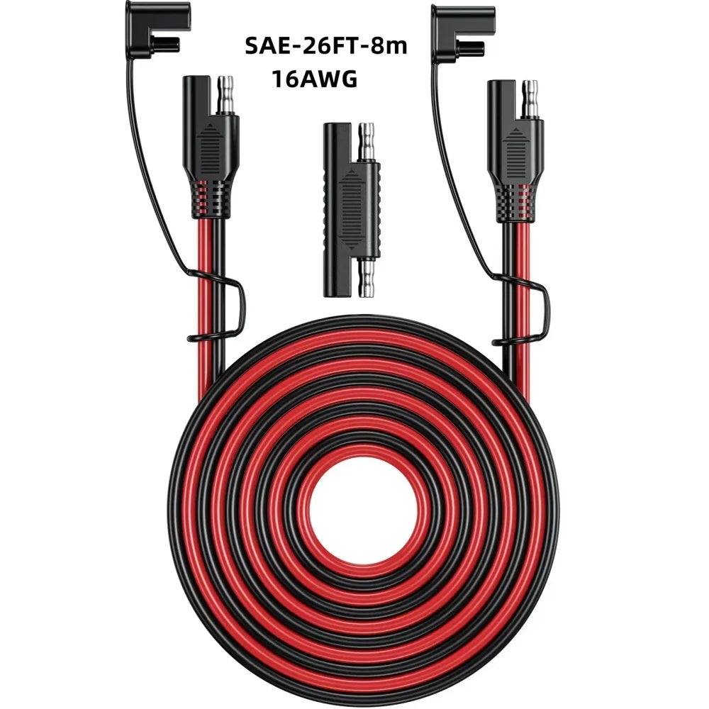 12/24V SAE to SAE Extension Cable Quick Connector Harness SAE Connector, with SAE Polarity Backup Adapter and 15A Backup Fuse