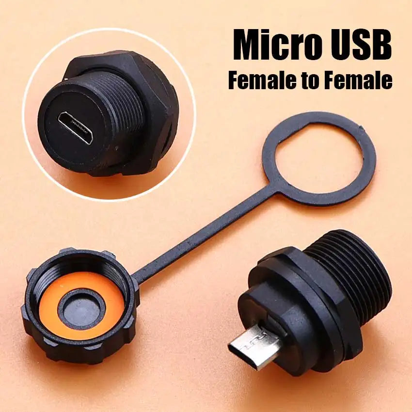 D Type Waterproof Chassis Connector USB Micro Type-C HDMI-compatible Female Converter Socket Panel Mount DIY Jack W/ Dust Cover
