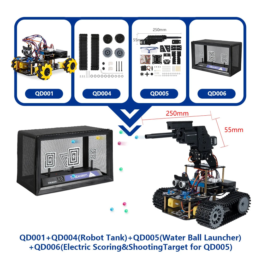 ACEBOTT Robot Toy Starter Kit for Arduino Project with ESP32 and Code Learning Develop Skill Full Version Smart Car Kit