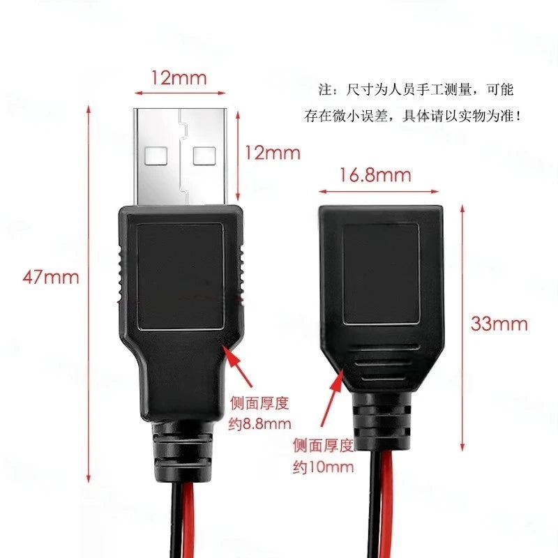 1PCS USB Male and Female Head to SM2.54mm Terminal Cable 2-Pin Power Supply USB Socket Cable 2P Terminal Male and Female