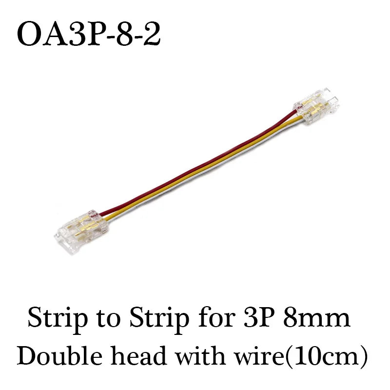 COB LED Wire Connector 5 8 10mm Connection Solderless Mini Buckle FCOB RGB CCT LED Strip Lights 2 3 4 Pin Connector With Wire