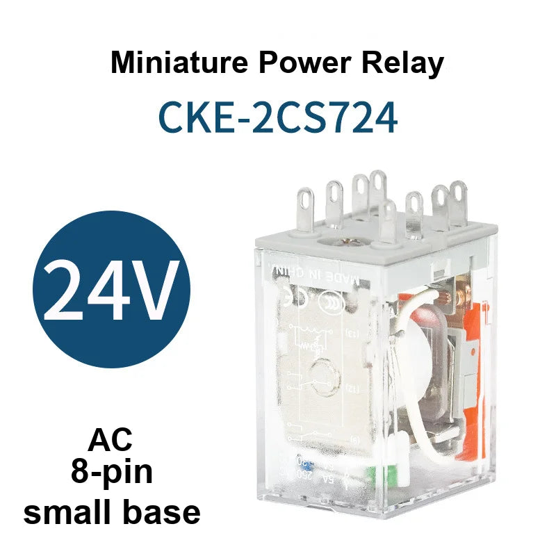 2Pcs CNTD CKE-2CS Miniature Relay 8-Pin DPDT 5A 250VAC 30VDC Plug-in Silver Alloy 14 Coil Voltages DC/AC CCC CE RoHS