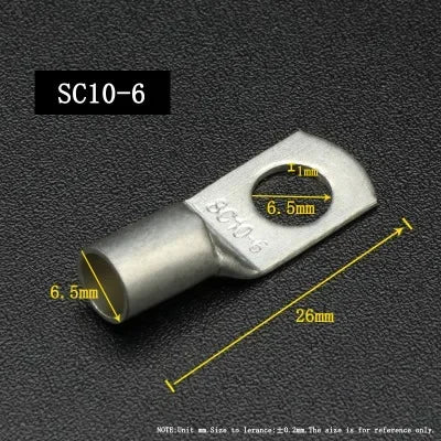 SC Type Wire Nose Terminal SC6 SC10 SC16 SC25 SC35 Bare Copper Battery Block Lugs Hole ID6/8/10/12mm Crimp Wire Connector