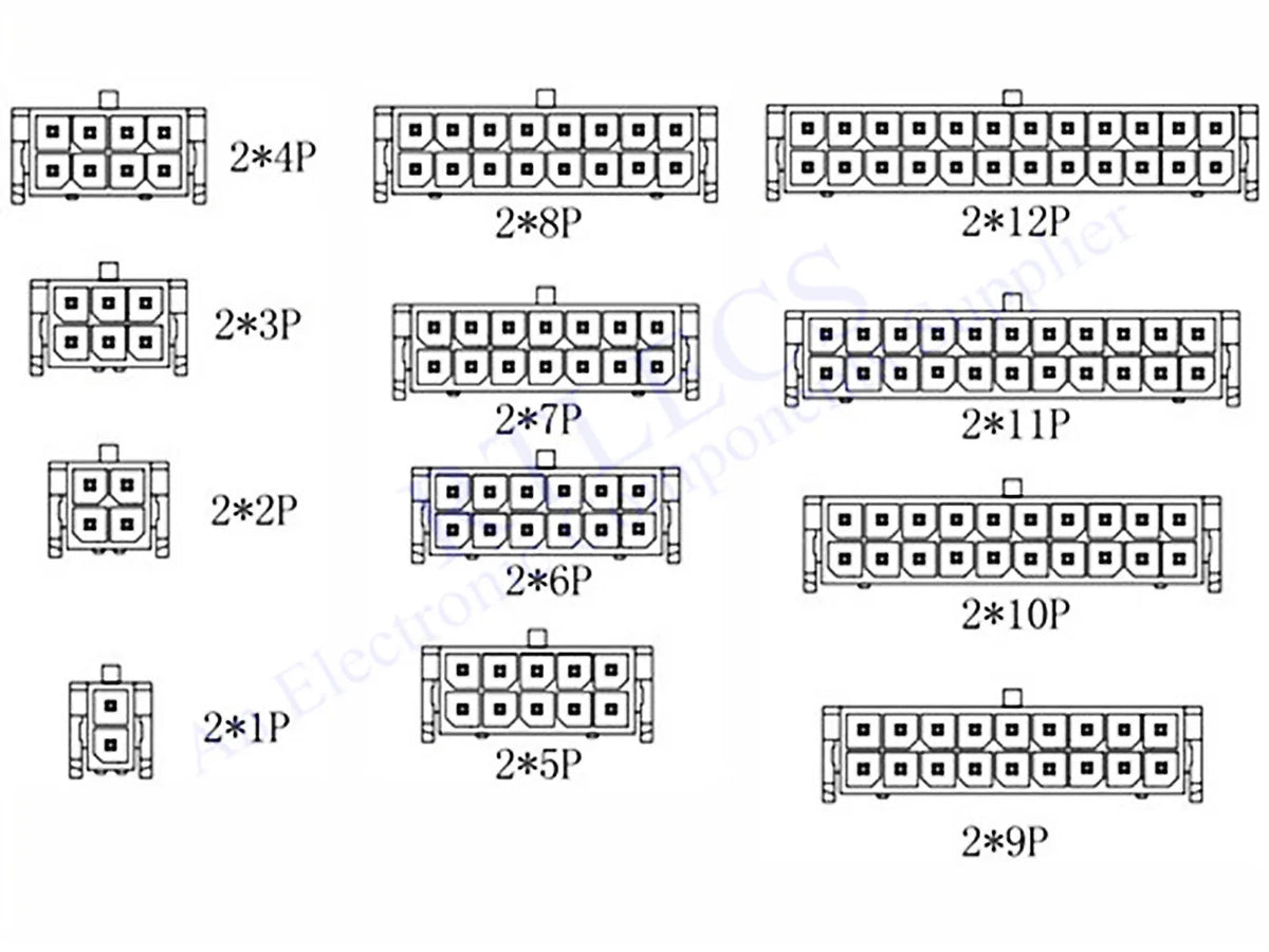 10Sets Micro-Fit 3.0 MM Receptacle Housing Dual Row 2 4 6 8 10 12 14 16 18 20 24 Circuits + Right Angle Header + Crimp Terminal