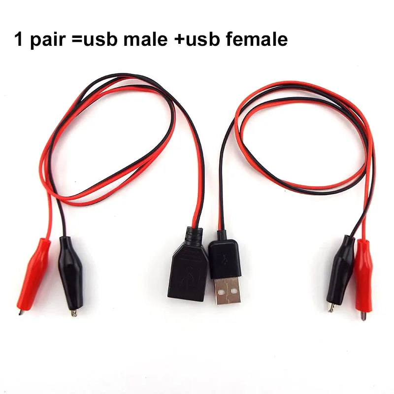 USB Alligator Clips Crocodile Wire Male Female to USB Tester Detector DC Voltage Ammeter Capacity Power Meter Monitor M20