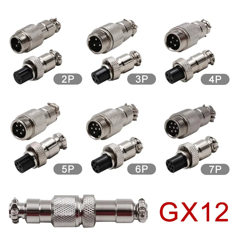 5/20PCS GX12 Connector 2/3/4/5/6/7 Pin Aviation Socket  Plug Docking Connector Male  Female Circular Connector 12mm