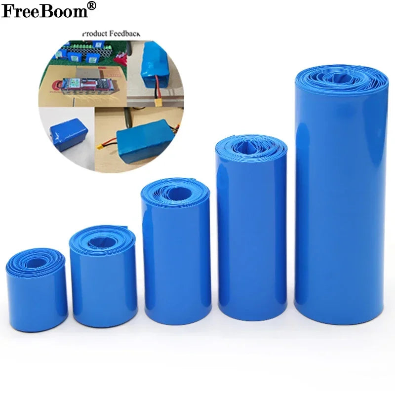 18650 PVC Heat Shrink Tube Battery Pack Blue Width 200mm~555mm Insulated Protection Film Wrap Lithium Case Cable Sleeve