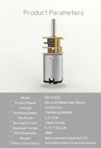 GA12-N20 Gear Motor With 3MM Shaft Brand New Precision DC 3V/6V Micro Gear Motor Low Speed Motor 10MM Length.