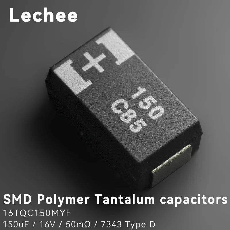 5pcs/lot 16V 150uF 50mOhm 7343 16TQC150MYF Type D SMD Polymer Tantalum Capacitors POSCAP Low ESR New Original