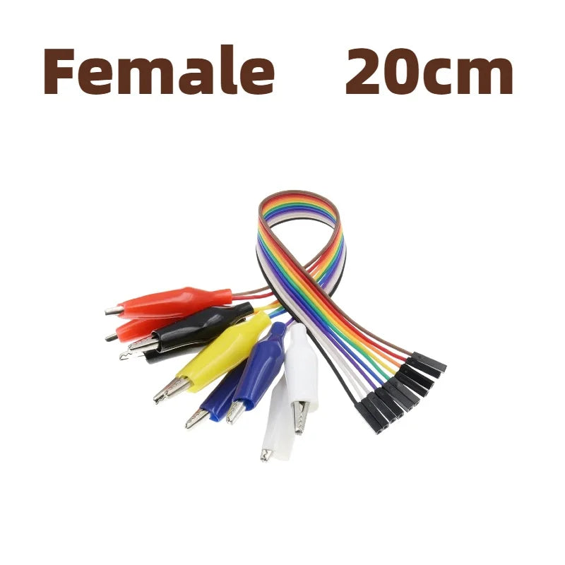 10pcs-5-1pcs 20cm 30cm Alligator Clip To Dupont Wire 10Pin Male Crocodile Clip To Jumper Wire 10pin Female Test Lead for Arduino