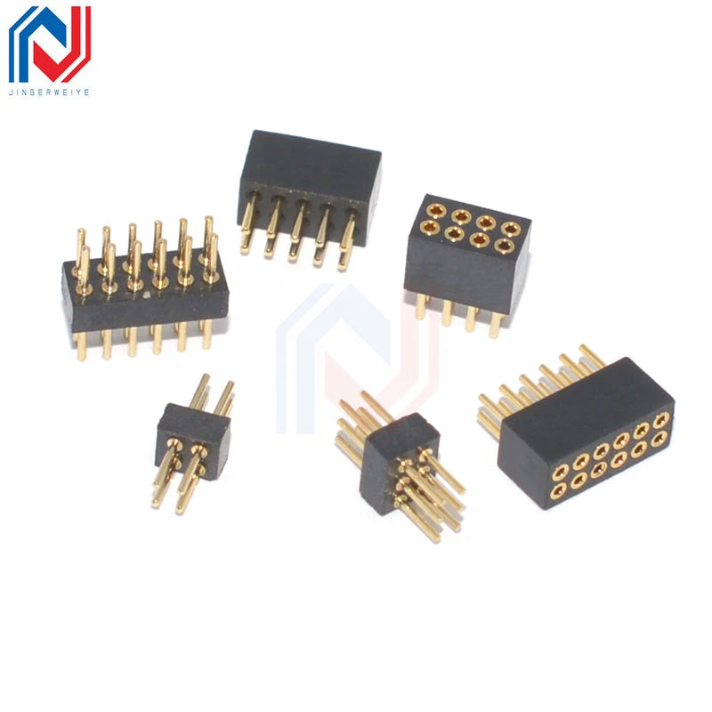 5Pcs 1.27mm Pitch Round Hole Pin Header Male Female Single Double Row Pin Gold Plated 2P 3P 4P-6Pin PCB Board Connector