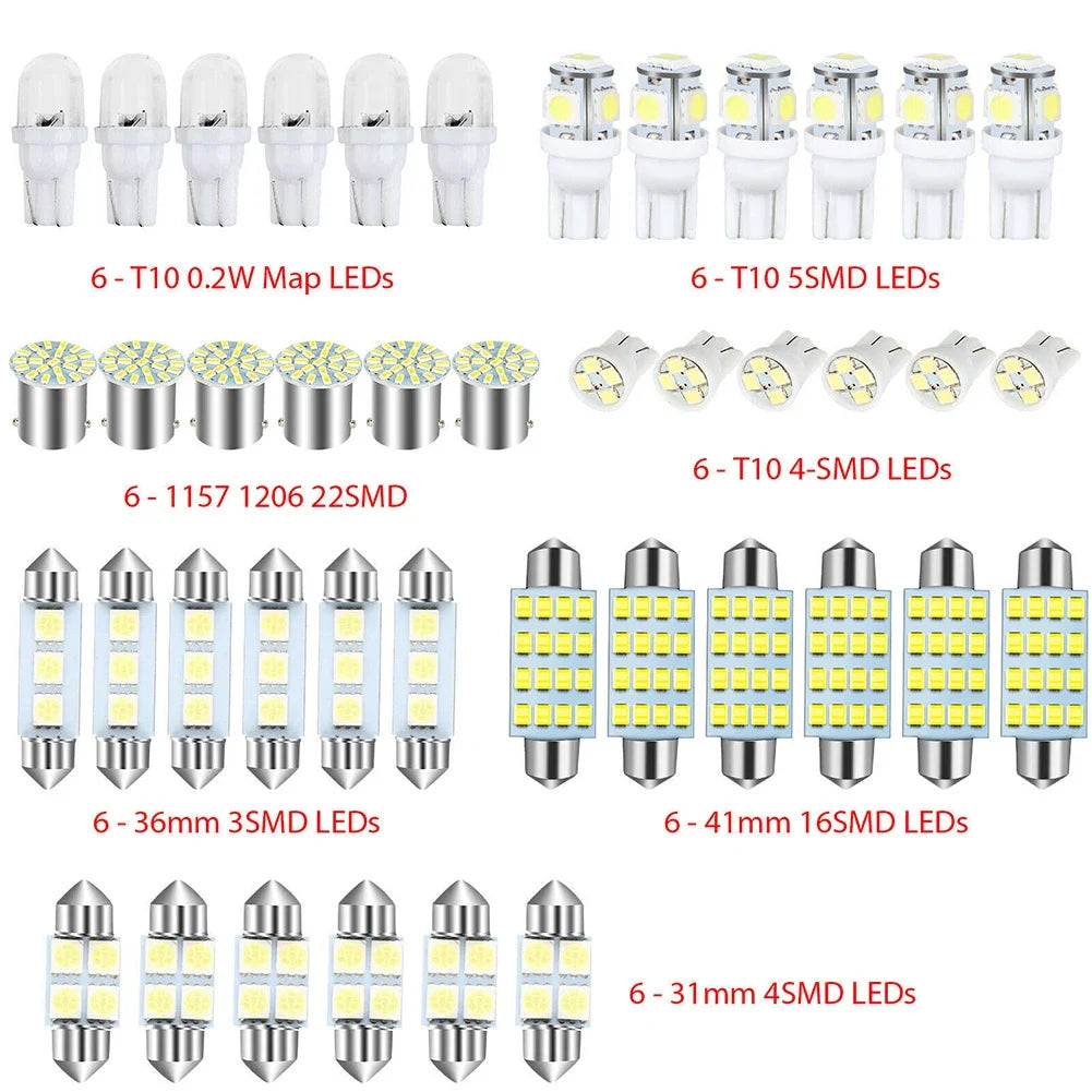 10-42pcs LED Car Interior Lights Bulb T10 6000K SMD LED Replacement License Plate/Reading Light Bulbs Xenon White Interior Light