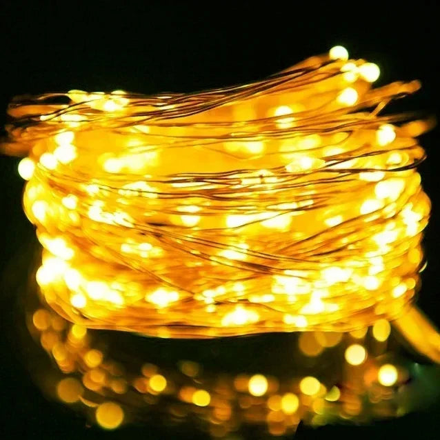 1m-30m LED String Light 8 Colors Fairy Lights LED Copper Wire Battery Powered for Wedding Party Christmas Decor Holiday Garland