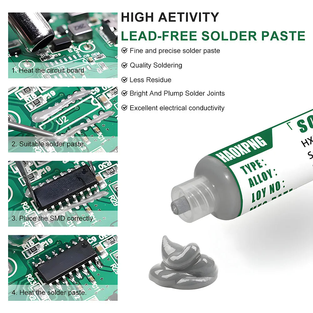 Sn99ag0.3cu0.7 Lead-free Solder Paste 217°c No-clean High Temperature Solder Paste For Smd/bga/smt/ic/pcb Repair