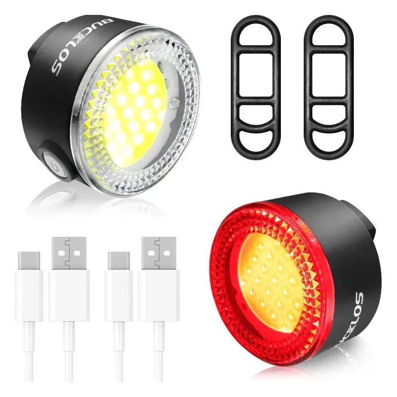 BUCKLOS Bicycle Rear Light Front Light 1100mAh LED COB Waterproof Bike Lamp USB Rechargeable Mtb Road Bike Taillights Bike Parts