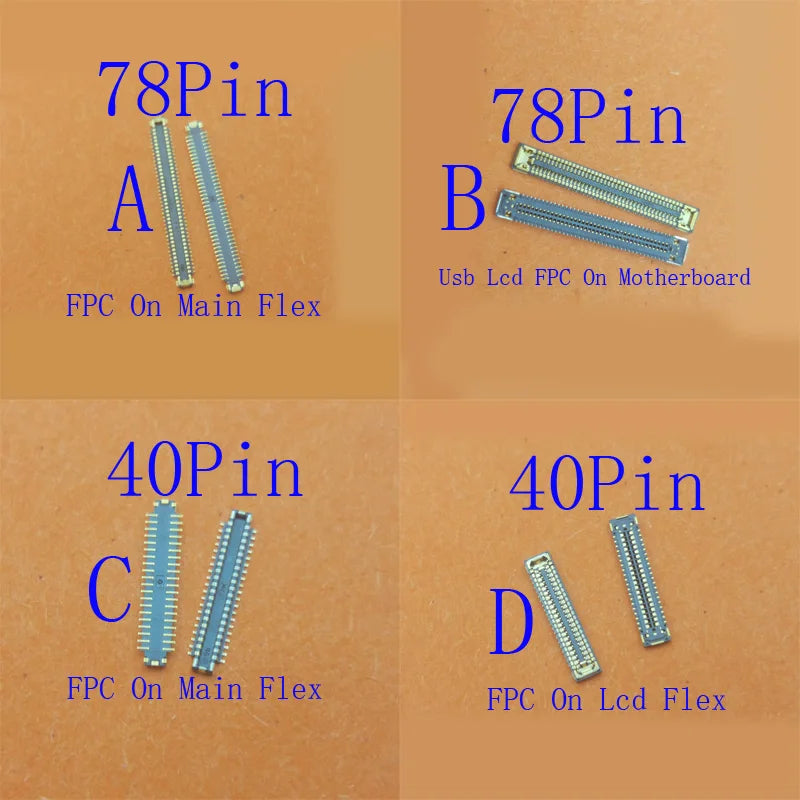 2-100Pcs Charging Lcd Display FPC Connector Usb Plug For Samsung Galaxy A73 A25 A35 A556 A55 A53 A15 A155 A33 A336 40 78 Pin