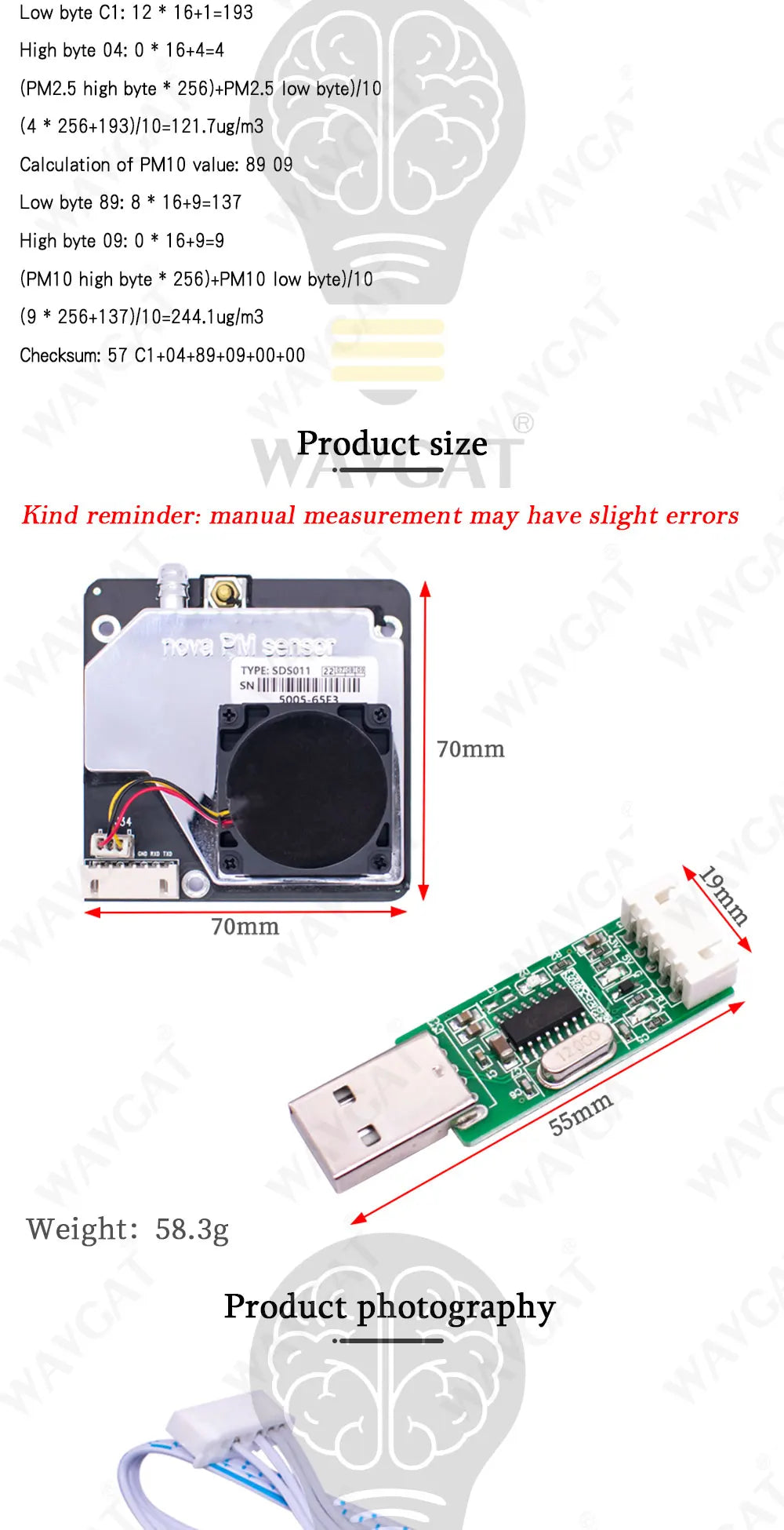 PM Sensor SDS011 High Precision Laser PM2.5 Air Quality Detection Module Super Dust Digital Output