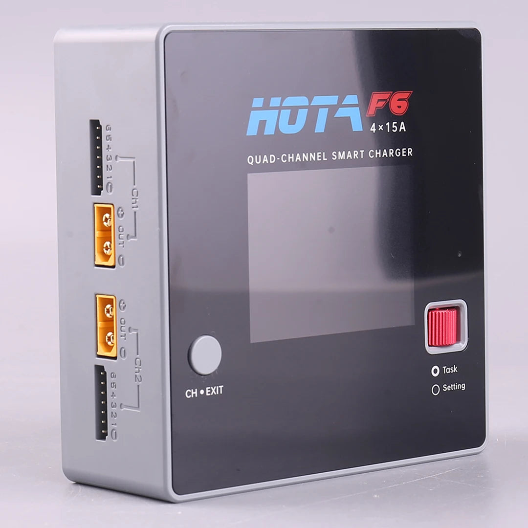 HOTA F6 QUAD-CHANNEL SMART Charger DC1000W 4*15A for Lipo LiIon NiMH Lipo Battery Balance Charger Discharger with USB 45W Type-C