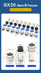 2Set GX12 GX16 GX20 2/3/4/5/6/7/8/9/10 Pin Male Female Butting Wire Cable Circular Aviation Socket Plug Panel Connector