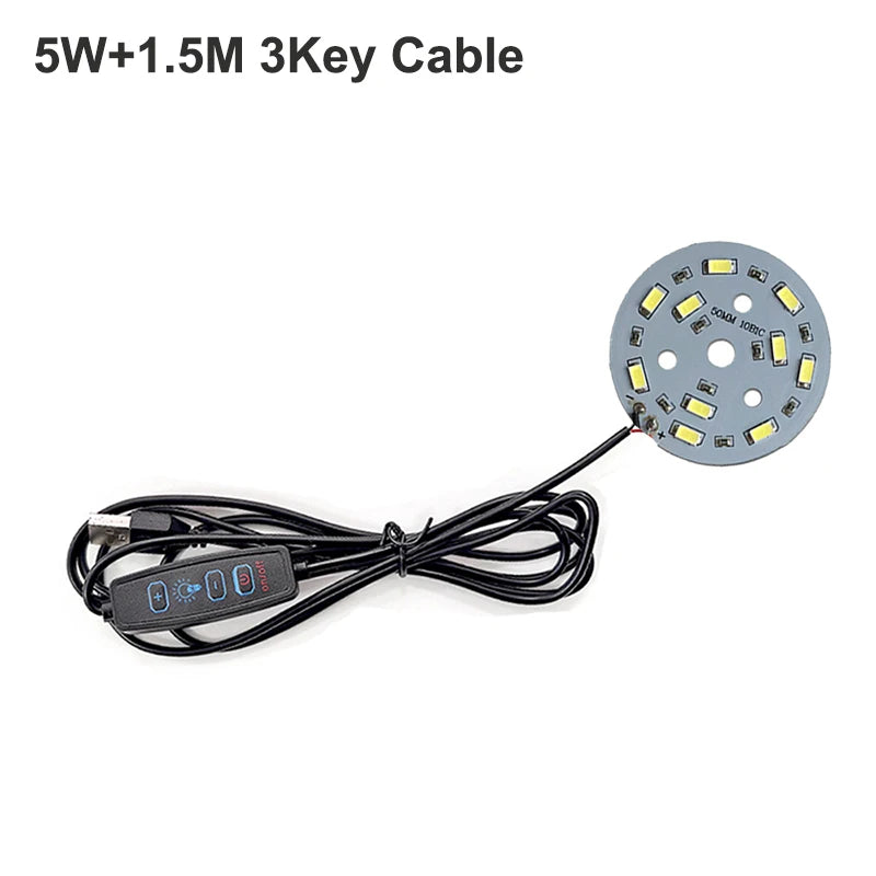 1Pcs USB Plug DC5V LED Light Source SMD5730 LED Light Beads Ring Chip with Black 1.5M Switch Cable 5W 10W 12W White /Warm Light.