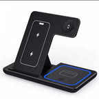 Fast Wireless Charger Charging Station 3-in-1 with Foldable Stand for Samsung iPhone 17 16 15 18 14 13 12 Apple Watch 9 8 7 Airpods, Professional for Xiaomi Huawei Type C Data Cable