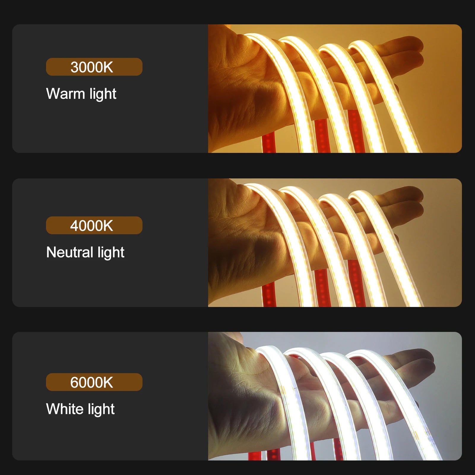 AC 220V COB Strip IP65 Waterproof 10CM Cut 240Leds/M 3000K 4000K 6000K Home Decor Flexible Ribbon Rope Tape LED Light