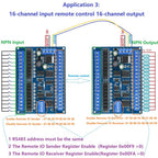 DC 12V/24V 16-input 16-output RS485 Remote Switch PLC IO Expansion Board with Modbus RTU Module Suitable for Smart Homes Etc.