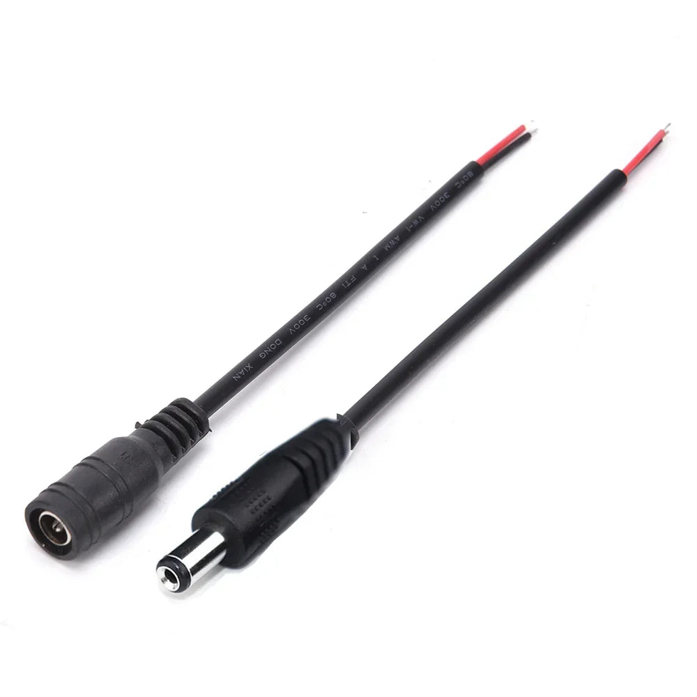 10pcs/lot Male Female DC Cable Power Adapter Connector 5.5x2.1mm Plug Adapter Wire for TV Camera LED Strip Tape Light wholesale