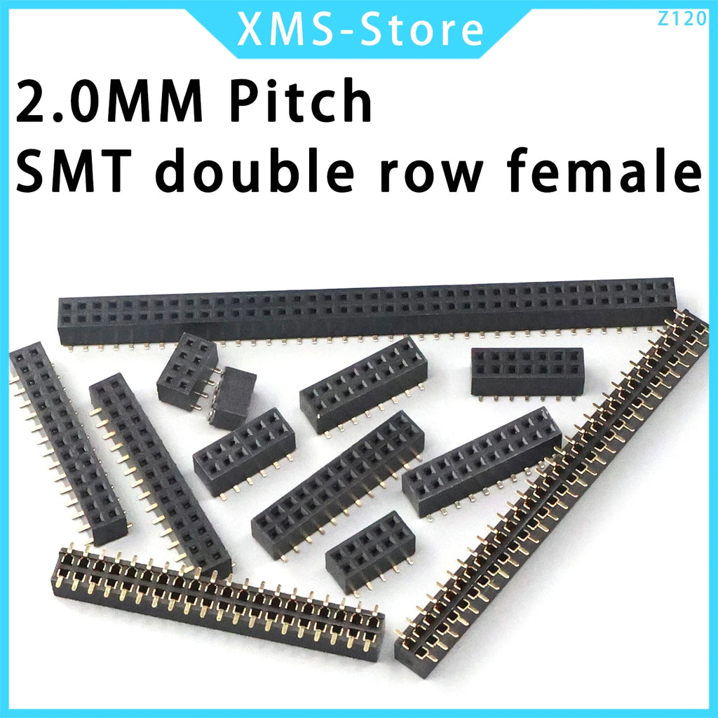 2.0mm SMD double row female header 2x2/3/4/5/6/7/8/10/20/40 pin header connector 2mm spacing bar, suitable for Arduino PCB
