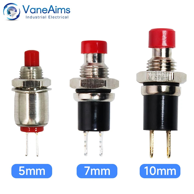 5mm 7mm 10mm Mini Push Button Switch Latching Self Reset Red High Head Small Buttons Switches 2 pins 1NO 1NC 3A/125V 1A/250V